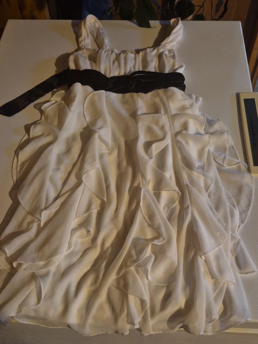 Ruby Rox White Dress with Black Sash